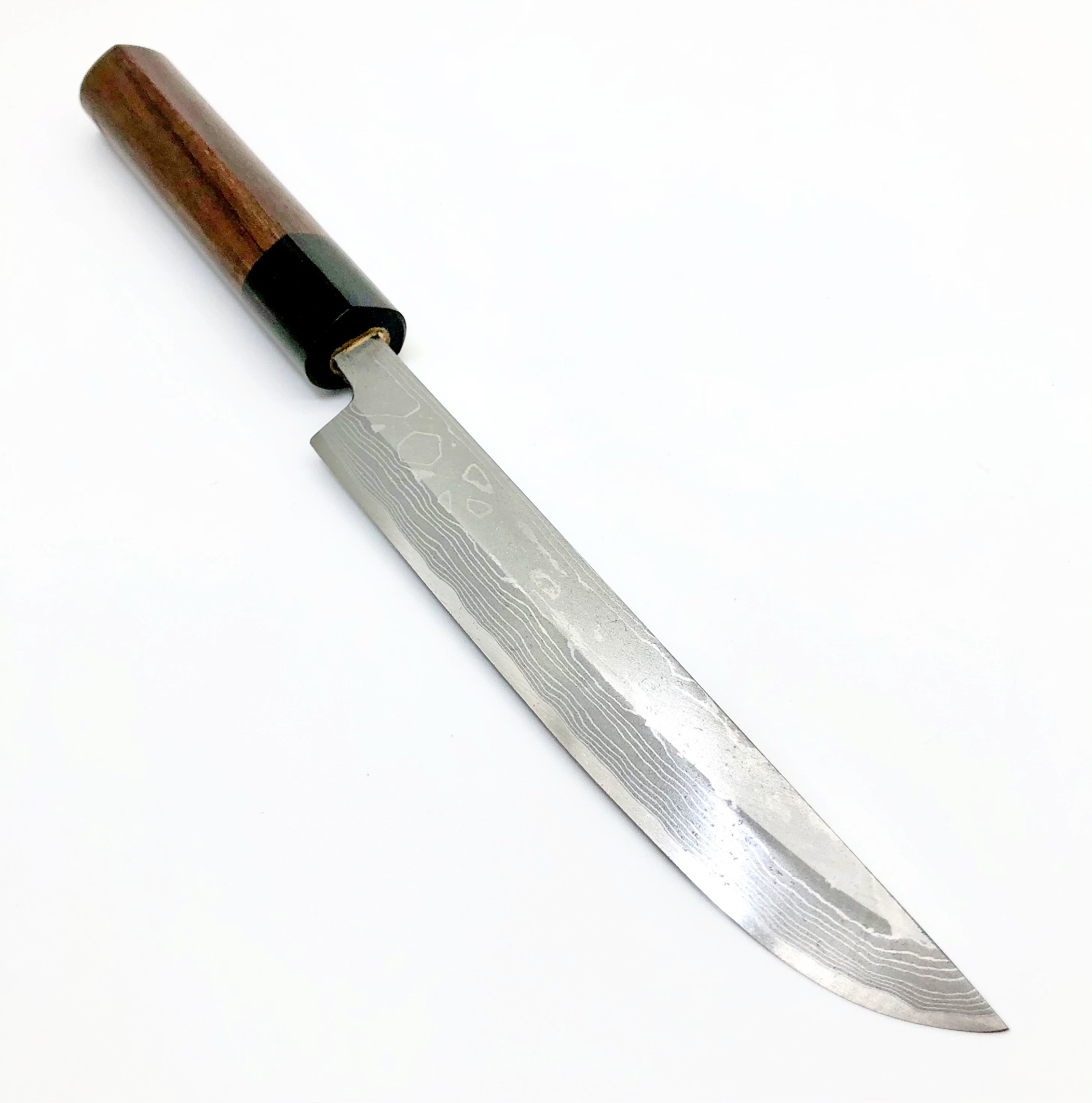 源明利 松刃型サバキ庖丁 150mm 鍛造積層白二鋼 紫檀シノギ柄 | 澤数馬